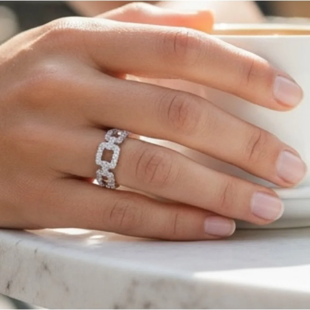 Moissanite solid silver 2.1ct band ring - Picture 1 of 8